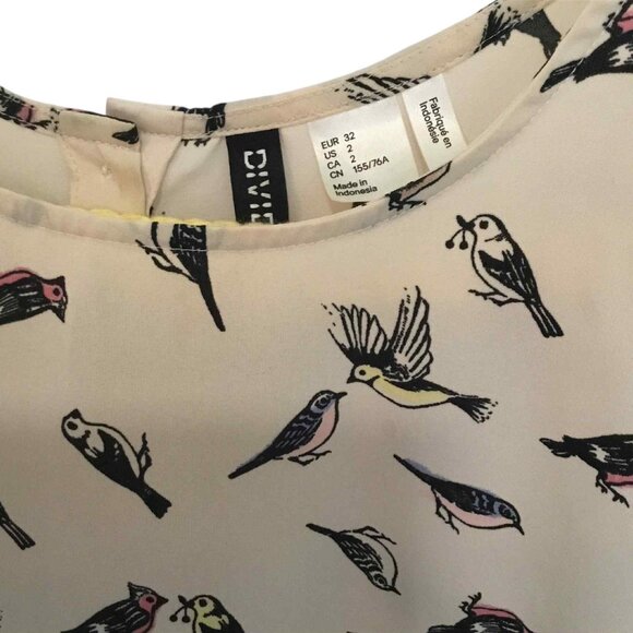 Blouse with Birds and Buttons on Back, Size Small - Picture 6 of 6